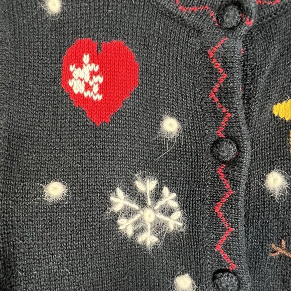 Nutcracker Womens Christmas Navy Blue Button Vest Sz M Snowman Angel Gingerbread - Picture 4 of 10